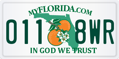 FL license plate 0118WR
