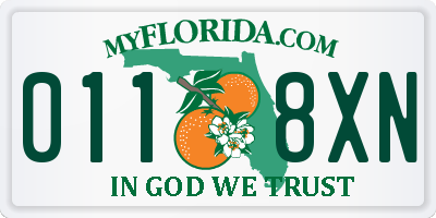 FL license plate 0118XN