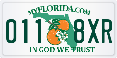 FL license plate 0118XR