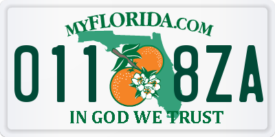 FL license plate 0118ZA