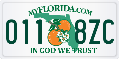 FL license plate 0118ZC