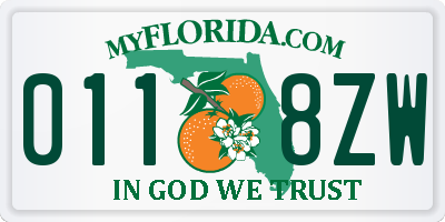 FL license plate 0118ZW