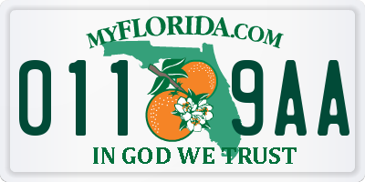 FL license plate 0119AA