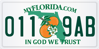 FL license plate 0119AB