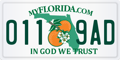 FL license plate 0119AD