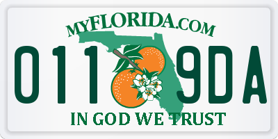 FL license plate 0119DA
