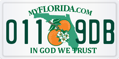 FL license plate 0119DB