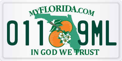 FL license plate 0119ML