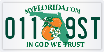 FL license plate 0119ST
