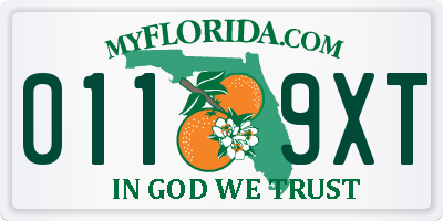 FL license plate 0119XT