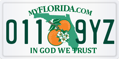 FL license plate 0119YZ