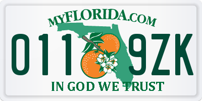 FL license plate 0119ZK