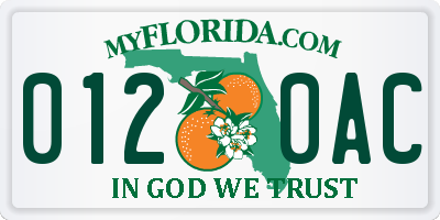 FL license plate 0120AC