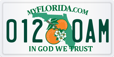 FL license plate 0120AM