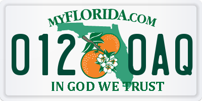 FL license plate 0120AQ