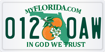 FL license plate 0120AW