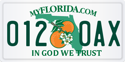 FL license plate 0120AX