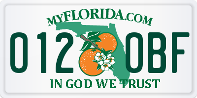 FL license plate 0120BF