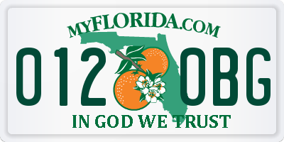 FL license plate 0120BG