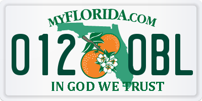 FL license plate 0120BL