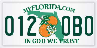 FL license plate 0120BO