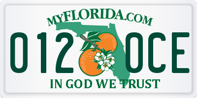 FL license plate 0120CE