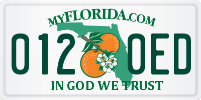 FL license plate 0120ED