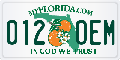 FL license plate 0120EM