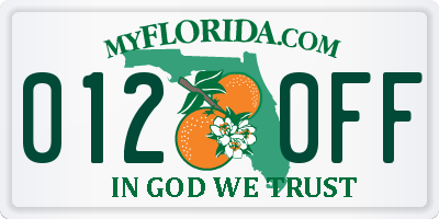 FL license plate 0120FF