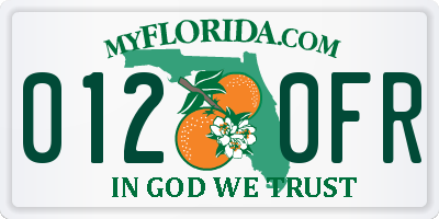 FL license plate 0120FR