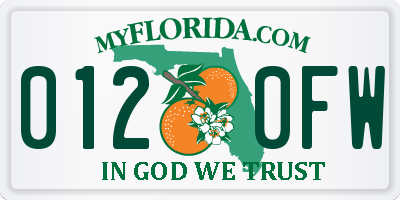 FL license plate 0120FW