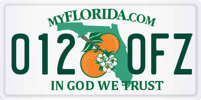 FL license plate 0120FZ