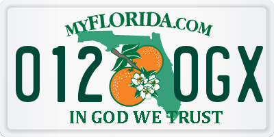 FL license plate 0120GX