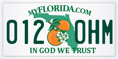 FL license plate 0120HM