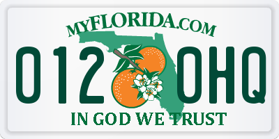 FL license plate 0120HQ