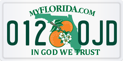 FL license plate 0120JD