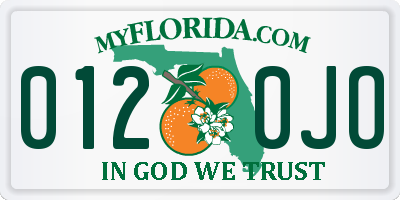 FL license plate 0120JO