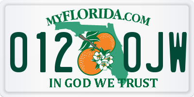 FL license plate 0120JW