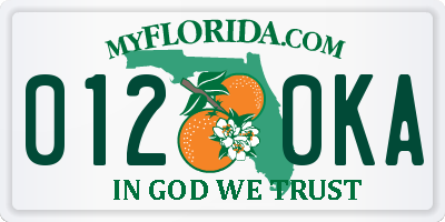 FL license plate 0120KA