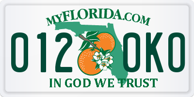 FL license plate 0120KO