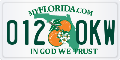 FL license plate 0120KW