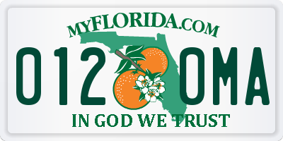 FL license plate 0120MA