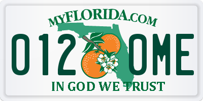 FL license plate 0120ME