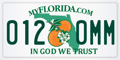 FL license plate 0120MM