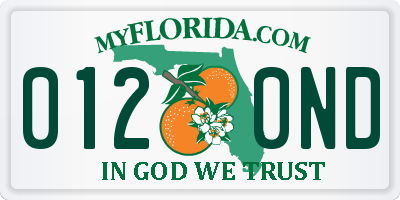 FL license plate 0120ND