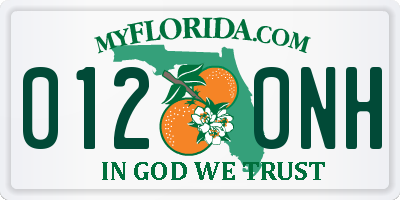 FL license plate 0120NH