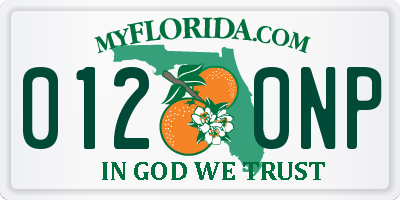 FL license plate 0120NP