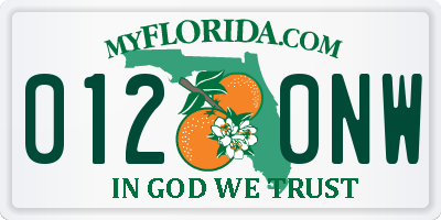 FL license plate 0120NW