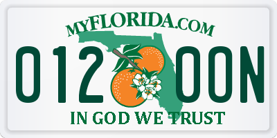 FL license plate 0120ON