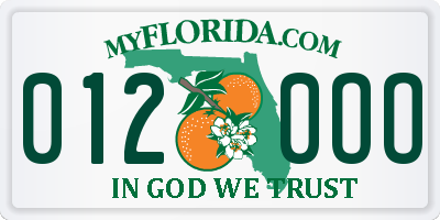 FL license plate 0120OO